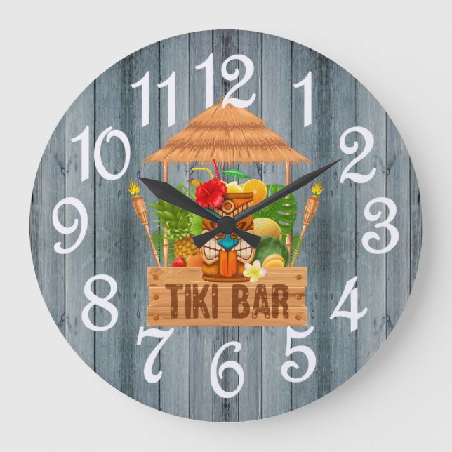 Relógio Grande Bar Russo Tiki cinza Large Clock (Frente)