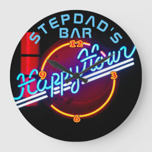 Relógio Grande Bar STEPDAD Mancave Den Clock Neon - Personalizáve
