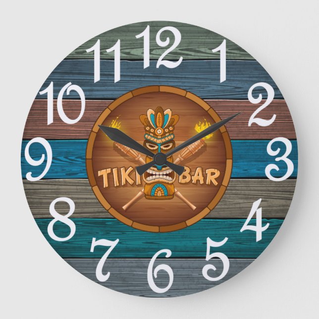 Relógio Grande Bar Tiki Turquesa (Frente)
