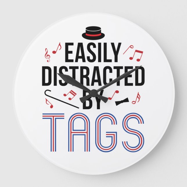 Relógio Grande Barbershop Quarteto Facilmente Distraído por Etiqu (Frente)