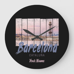 Relógio Grande Barcelona Catalonia sunset Skyline Spain vintage