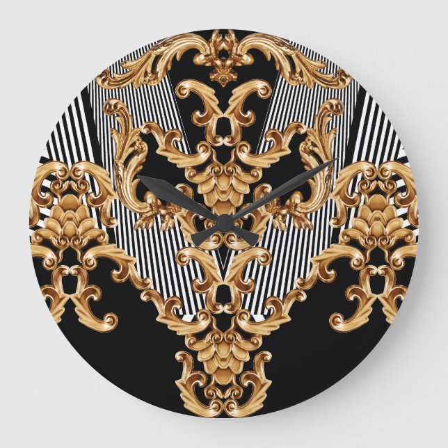 Relógio Grande Barroco ouro, design de ornamento intricado. (Frente)