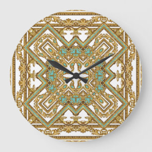 Relógio Grande Barroco ouro elegante, design ornamental.