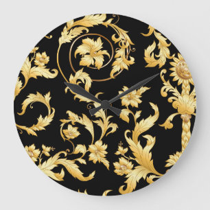 Relógio Grande Barroco Rococo, Padrão Floral Vitoriano.