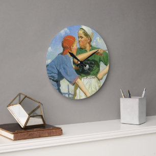 Relógio Grande Baseball Antigo, Crianças, Meninos Praticando Espo