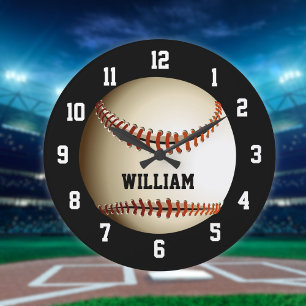 Relógio Grande Baseball Nome Personalizado Customizado