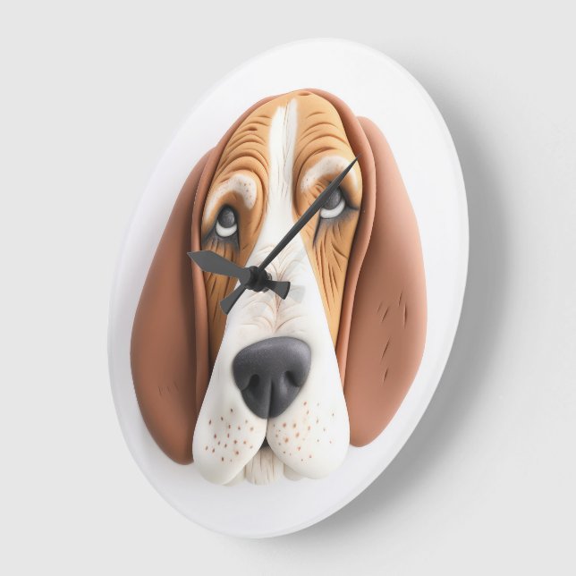 Relógio Grande Basset Hound Dog 3D Inspirado (Ângulo)