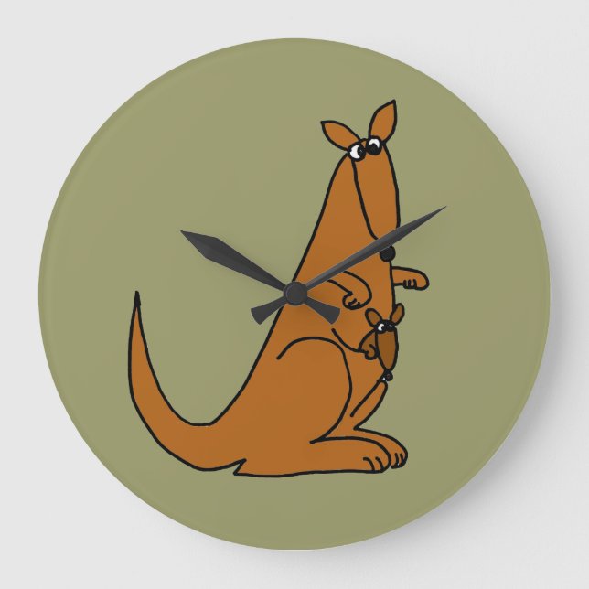 Relógio Grande BD- Fun Kangaroo and Baby Wall Clock (Frente)