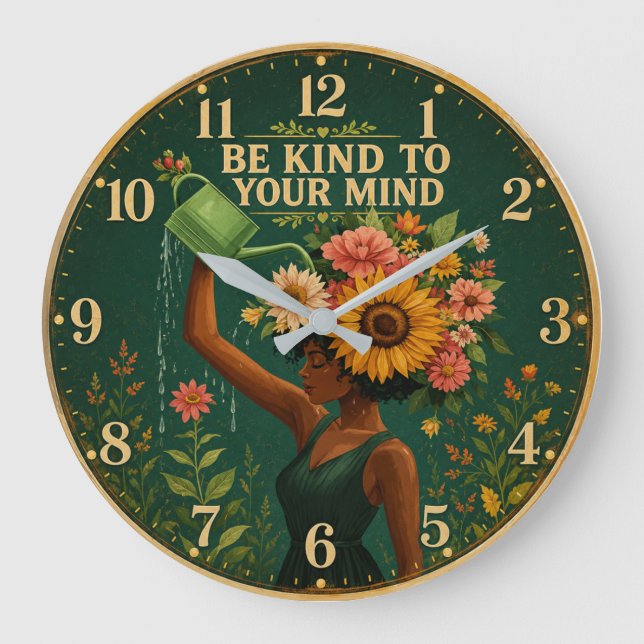 Relógio Grande Be Kind to Your Mind Floral  (Frente)