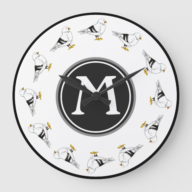 Relógio Grande Beach Gull Seagull New York Pigeon Bird (Frente)