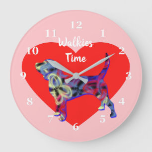 Relógio Grande Beagle Hound Dog Day Heart Pink
