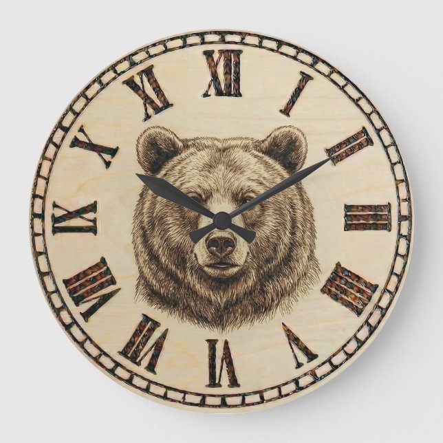 Relógio Grande  Bear wooden Wall Clock  (Frente)