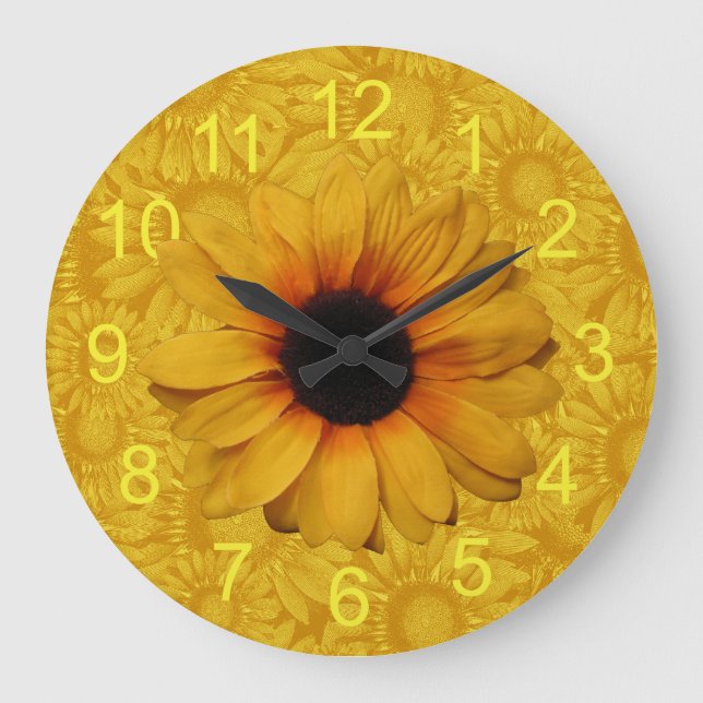 Relógio Grande Beautiful Yellow Sunflowers Clock (Frente)