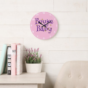 Relógio Grande Bebê Bonito e Luxuoso Roxo e Rosa 
