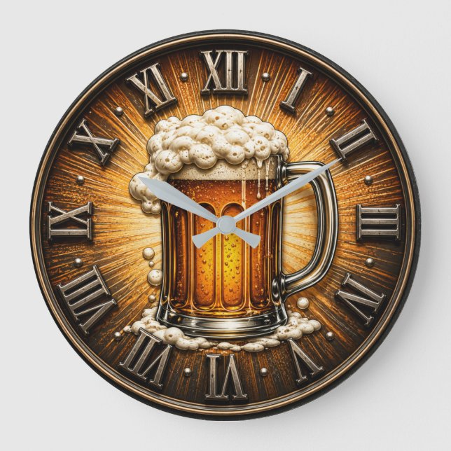 Relógio Grande Beer Mug Man Cave Bar Gift (Frente)