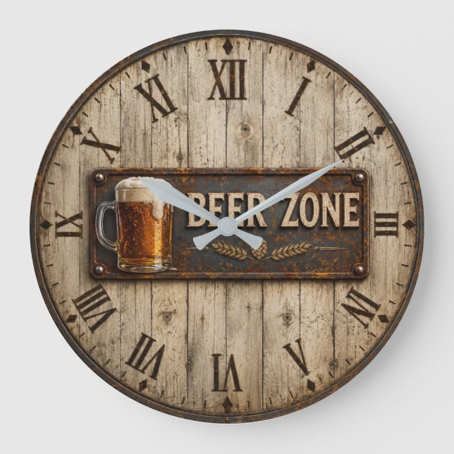 Relógio Grande Beer Zone  Rustic Bar Vintage Pub (Frente)
