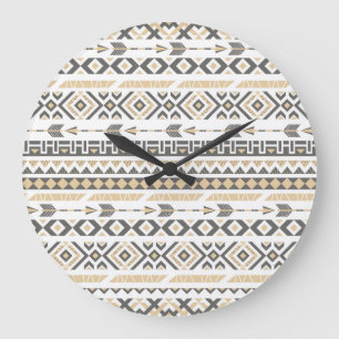 Relógio Grande Beige Étnico Sem Olho: Padrão De Vintage