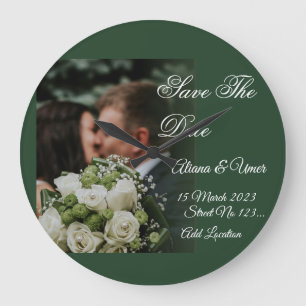 Relógio Grande Beijo Verde Elegante Salve a Data