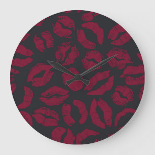 Relógio Grande Beijos Lipstick: impressões vermelhas escuras