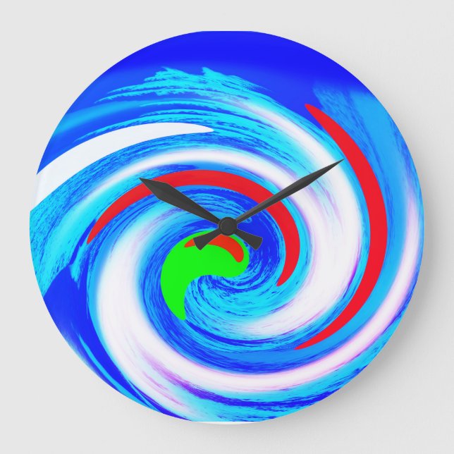 Relógio Grande Bela arte azul abstrato (Frente)