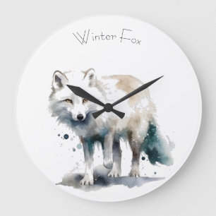 Relógio Grande Beleza Ártica: Raposa de Inverno personalizada