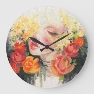 Relógio Grande Beleza em Blossomas: Elegância de Pintura a Petról
