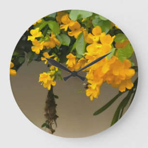 Relógio Grande Beleza Flor de Ouro
