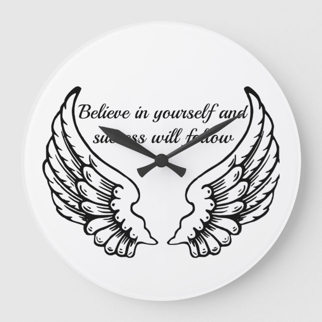 Relógio Grande Believe In Yourself Motivational Wall Clock (Frente)