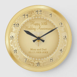 Relógio Grande Belo Ouro 50º Aniversário de Casamento