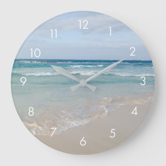 Relógio Grande Belo Serene Tropical Beach e Ocean Clock (Frente)