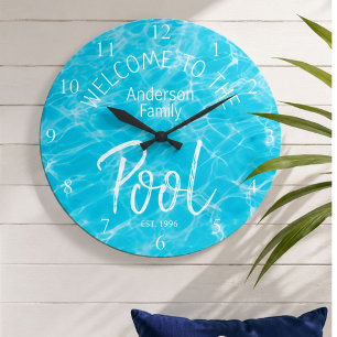 Relógio Grande Bem-vindo à Piscina da Família Água Personalizada