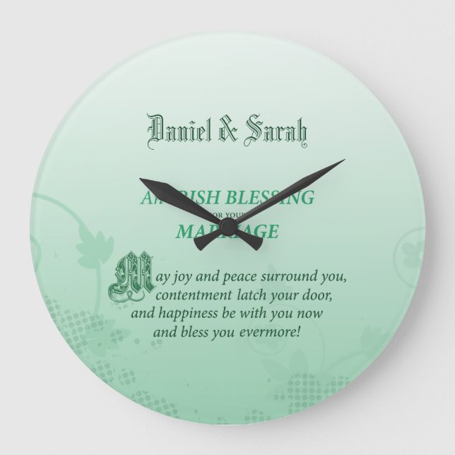 Relógio Grande Bênção dos Parabéns de Casamento Irlandeses (Frente)
