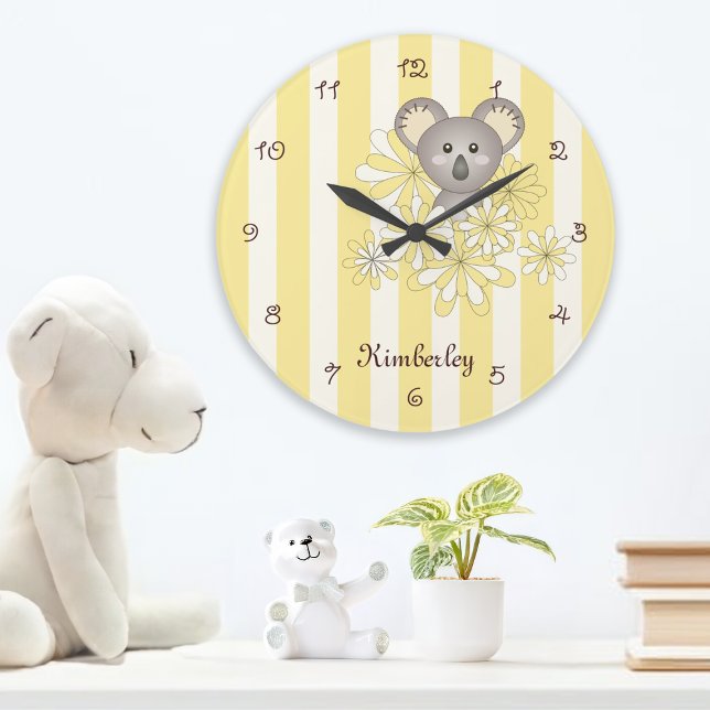 Relógio Grande Berçário / Quarto Infantil Urso Coala Bebê com Fai (Criador carregado)
