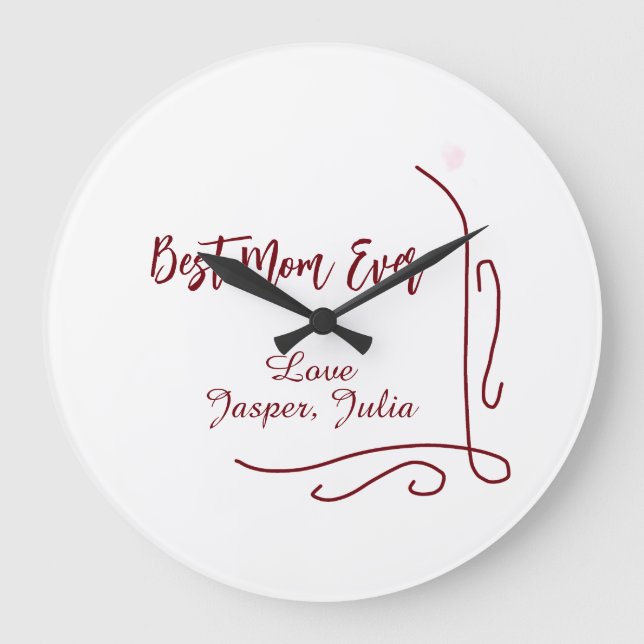 Relógio Grande Best mom ever red love Spanish border stylish  (Frente)