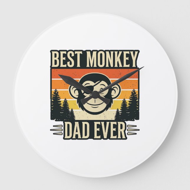 Relógio Grande Best Monkey Dad Ever Vintage Monkey Father Shirt_1 (Frente)