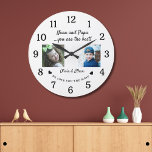 Relógio Grande Best Nana And Papa Grandkids Photo Collage White<br><div class="desc">Unique grandparents gift for Christmas- Personalized photo clock with grandchildren photo,  name and message.</div>