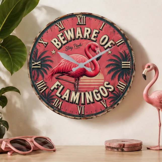 Relógio Grande Beware of Flamingos (Criador carregado)