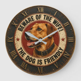 Relógio Grande Beware of the Wife The Dog Is Friendly Funny