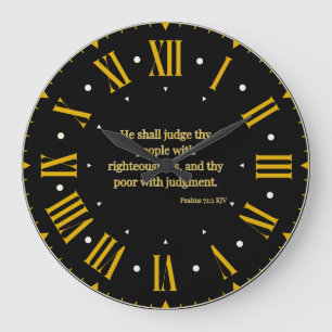 Relógio Grande Bíblia de Salms 72:2 KJV Verse Roman Numeral II