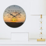 Relógio Grande Bíblia Inspiracional Verse Jeremiah 29:11 Sunset<br><div class="desc">Pois sei os planos que tenho para você, declara o Senhor. Planeia protelar-vos e não prejudicá-los, planeia dar-vos esperança e futuro. Jeremiah 29:11 verso bíblia num belo relógio do nascer do sol do oceano. Este presente de citação inspiradora apresenta o seu texto personalizado sob uma citação bíblica elevadora e inspirará...</div>