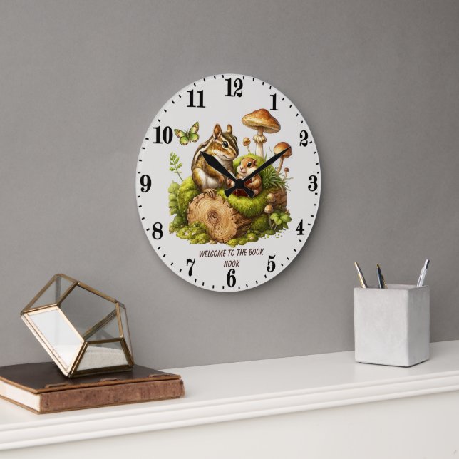 Relógio Grande Bicardia de animais da floresta cega anzol lendo a (Escritório)