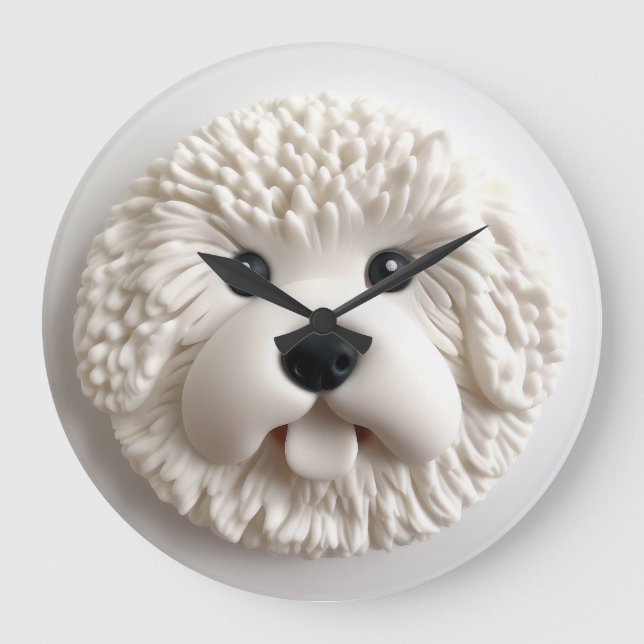 Relógio Grande Bichon Frise Dog 3D Inspirado (Frente)