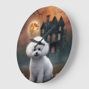 Relógio Grande Bichon Frise Halloween Assustador
