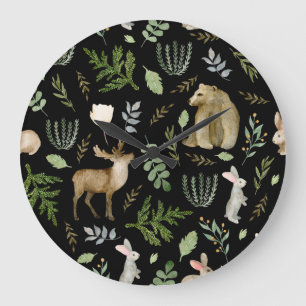 Relógio Grande Bichos: Desenho Da Mão De Aquarela.