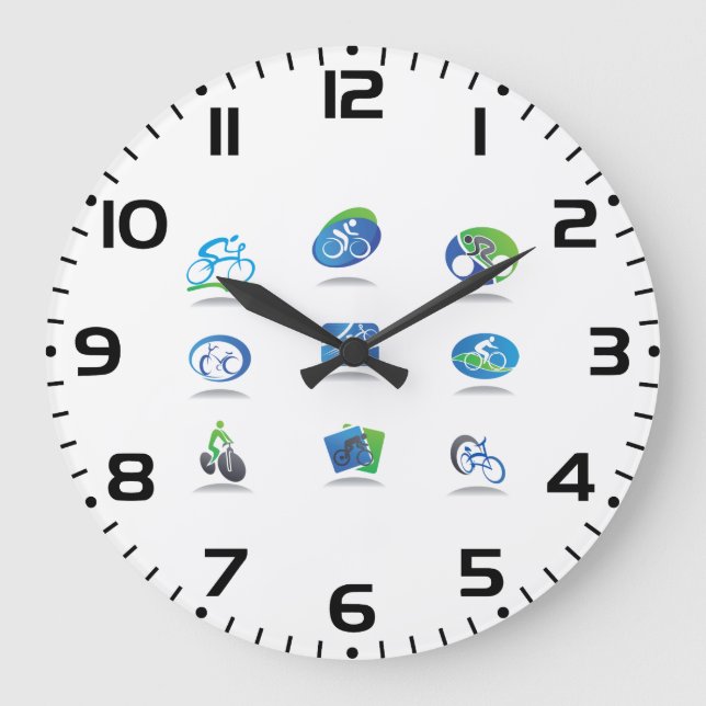 Relógio Grande Bicycle Racing Icons Blue and Green Sport (Frente)
