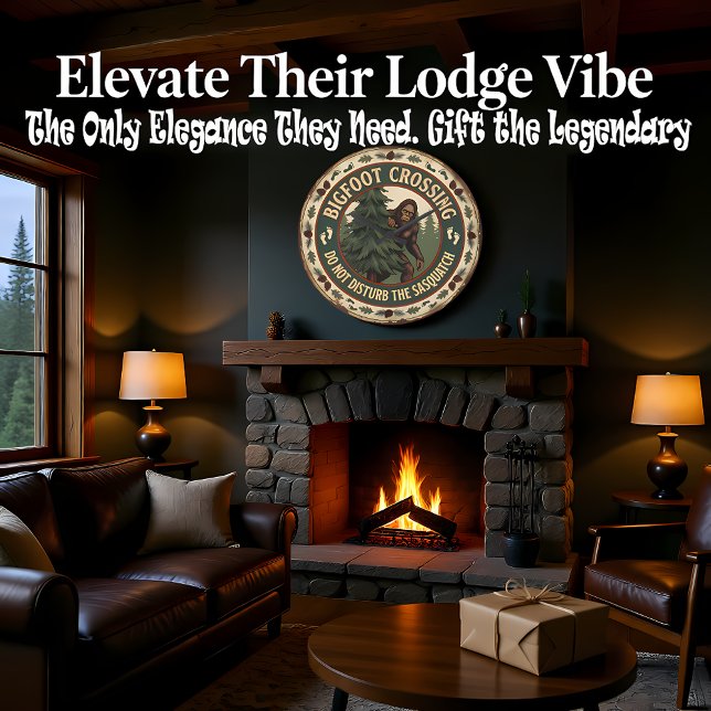 Relógio Grande Bigfoot Crossing Sasquatch Rustic (Criador carregado)