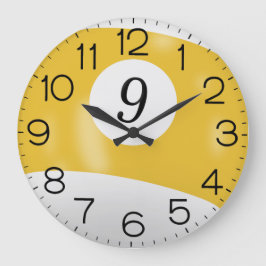Relógio Grande Bilhar Amarelo e Branco nº 9