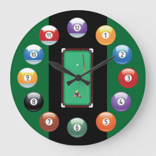 Relógio Grande Billiard Balls Wall Clock