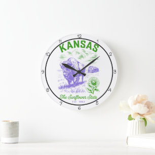 Relógio Grande Bisão do Estado do Girassol do Kansas 