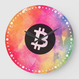 Relógio Grande Bitcoin Aquarela (Estilo 1 - Gênesis)